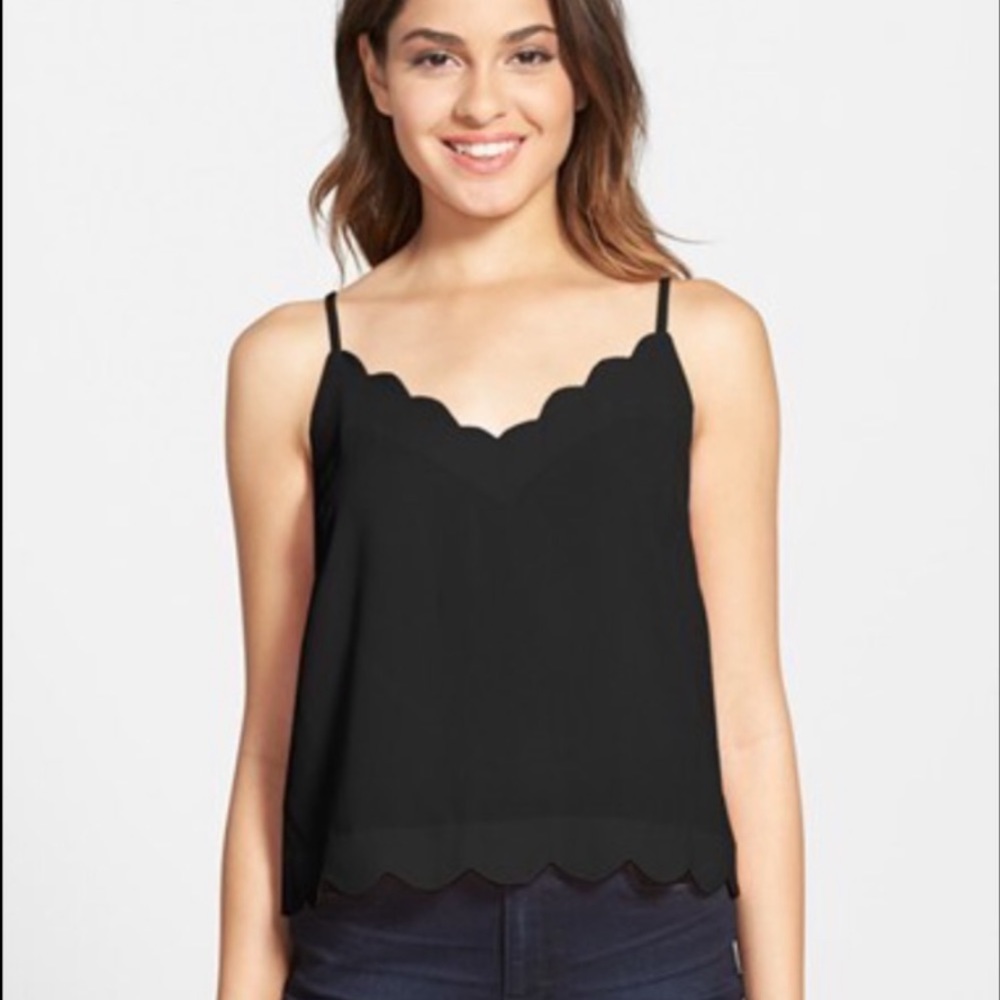 Lush Black Scalloped Tank Top